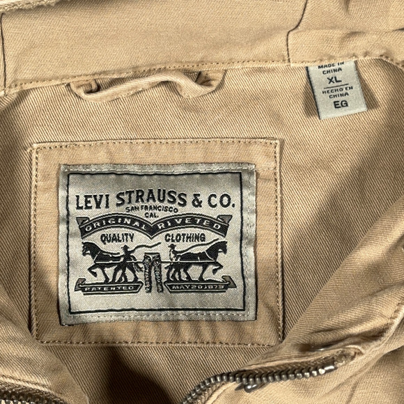 Levis Jacket Womens EXTRA LARGE Brown Hooded Utility Military Field Cotton Khaki - Picture 4 of 8
